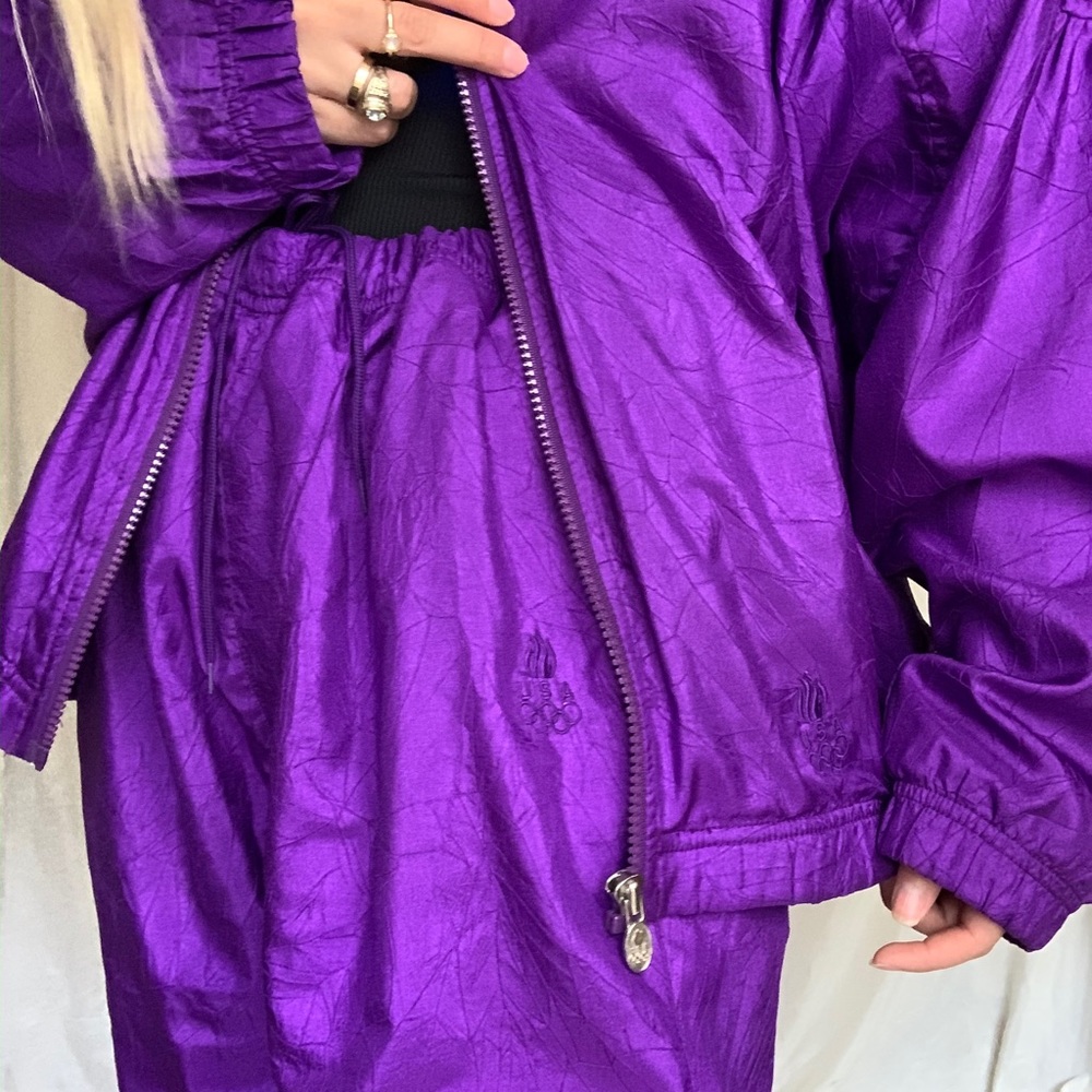 VTG USA Olympic purple windbreaker pant jacket set - Picture 6 of 8